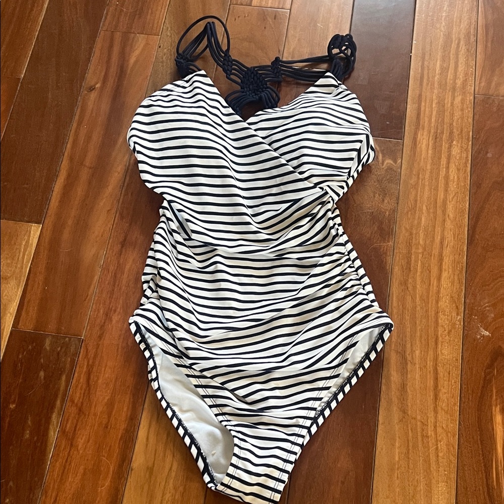 Kona Sol women’s Navy and White Striped One Piece